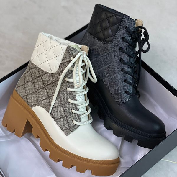 women's ankle boot designer luxury martin desert boots beige and ebony leather quilted lace-up winter shoes rubber lug sole with box no, Black
women's ankle boot designer luxury martin desert boots beige and ebony leather quilted lace-up winter shoes rubber lug sole with box no, Black