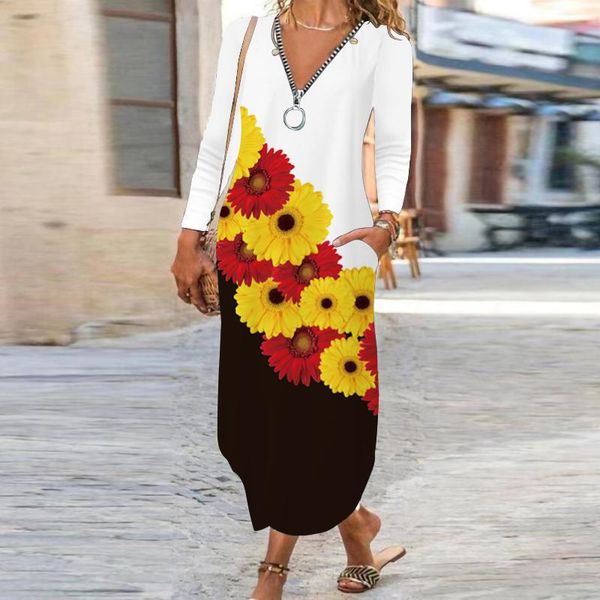 casual dresses autumn women long-sleeved dress v-neck pocket print flower 3d sunflower retro maxi ankle-length, Black;gray
casual dresses autumn women long-sleeved dress v-neck pocket print flower 3d sunflower retro maxi ankle-length, Black;gray