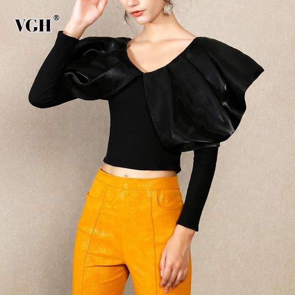 women's blouses & shirts vgh casual loose solid patchwork ruffle blouse female v neck long sleeve fashion shirt for women autumn style, White
women's blouses & shirts vgh casual loose solid patchwork ruffle blouse female v neck long sleeve fashion shirt for women autumn style, White