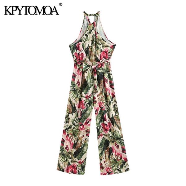women chic fashion with belt floral print jumpsuits vintage high neck strapless back zipper female playsuits mujer 210420, Black;white
women chic fashion with belt floral print jumpsuits vintage high neck strapless back zipper female playsuits mujer 210420, Black;white