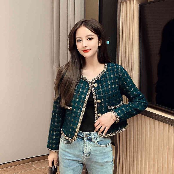green women's 2021 autumn new small fragrance style plaid tweed jacket coat female vintage single breasted outwear, Black;brown
green women's 2021 autumn new small fragrance style plaid tweed jacket coat female vintage single breasted outwear, Black;brown
