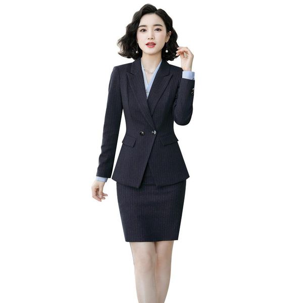 work dresses stripe skirt suit professional office lady uniform 2021 full sleeve jacket trousers formal clothes 966, White;black
work dresses stripe skirt suit professional office lady uniform 2021 full sleeve jacket trousers formal clothes 966, White;black