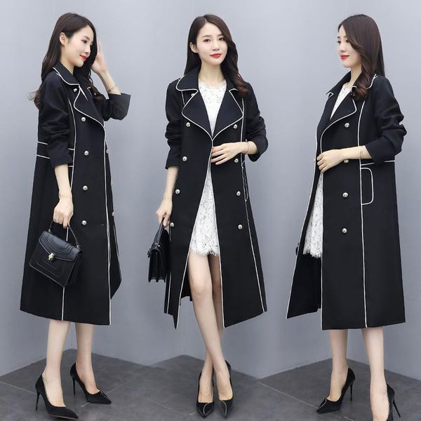 women's trench coats plus size fwindbreaker jacket loose autumn coat mid-length light luxury high-end, Tan;black
women's trench coats plus size fwindbreaker jacket loose autumn coat mid-length light luxury high-end, Tan;black
