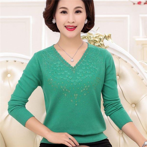 women's sweaters middle-aged women pullover sweater autumn winter warm cashmere loose v-neck long sleeve plus size knitwear top, White;black
women's sweaters middle-aged women pullover sweater autumn winter warm cashmere loose v-neck long sleeve plus size knitwear top, White;black