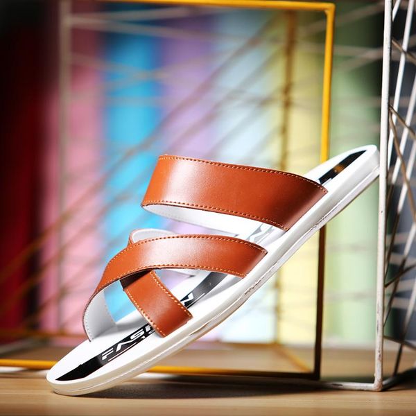 slippers rasteiraplaya flops da bulk sandalias para 2021 cuir heren sandel shoes ete leather herren imitation flip-flops flip man de, Black