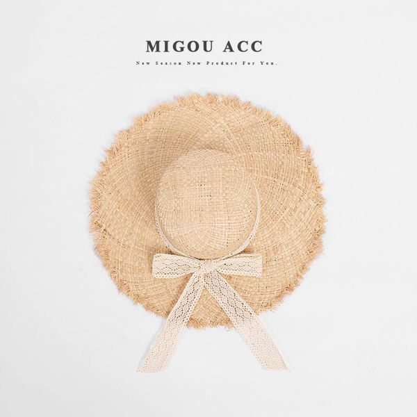 women summer beach raffia sunhat with ribbon bow hat visor temperament flat straw hats women's sun wide brim, Blue;gray 
women summer beach raffia sunhat with ribbon bow hat visor temperament flat straw hats women's sun wide brim, Blue;gray