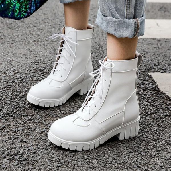 fashion women's platform ankle boots women round head shoes woman white casual spring female combat booties, Black
fashion women's platform ankle boots women round head shoes woman white casual spring female combat booties, Black