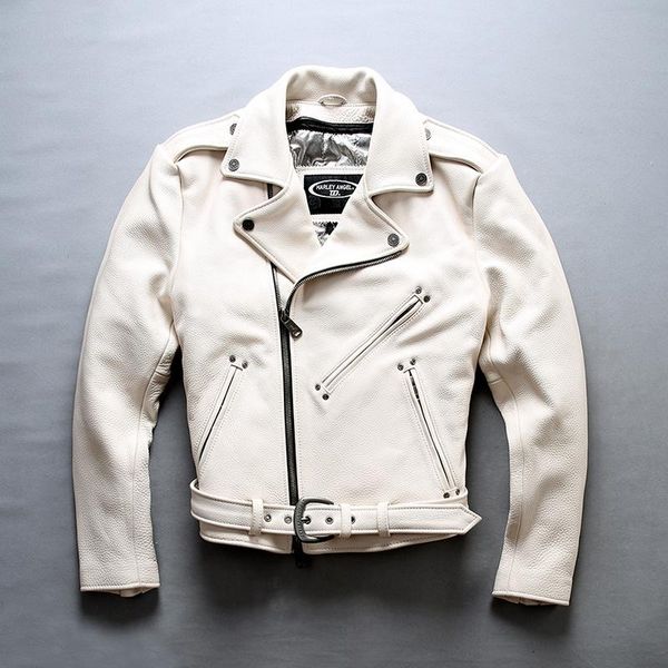 men's leather & faux brand white fashion genuine jacket men slim fit motorcycle with belt moto biker cowhide coat male, Black
men's leather & faux brand white fashion genuine jacket men slim fit motorcycle with belt moto biker cowhide coat male, Black