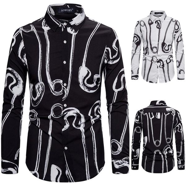 Long manly all-match cardigan roll down collar simplicity floral like thin shirt, White;black 
Long manly all-match cardigan roll down collar simplicity floral like thin shirt, White;black