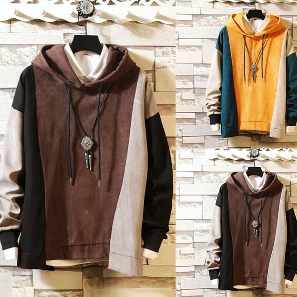men's hoodies & sweatshirts mens patchwork hoddies contrast color long sleeve clothing autumn winter collar pullover fashion brown hood, Black
men's hoodies & sweatshirts mens patchwork hoddies contrast color long sleeve clothing autumn winter collar pullover fashion brown hood, Black