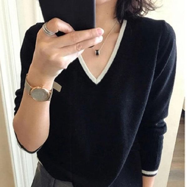 women's sweaters 2021 autumn and winter cashmere sweater female v-neck pullover loose long-sleeved large size knit bottoming shirt, White;black
women's sweaters 2021 autumn and winter cashmere sweater female v-neck pullover loose long-sleeved large size knit bottoming shirt, White;black