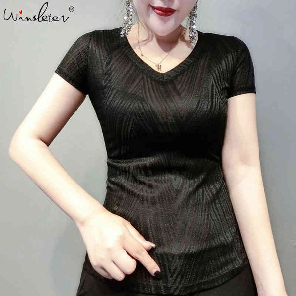 women's t-shirt summer european clothes t-shirt chic jacquard weave v-neck transparent women ropa mujer shirt short slee, White
women's t-shirt summer european clothes t-shirt chic jacquard weave v-neck transparent women ropa mujer shirt short slee, White
