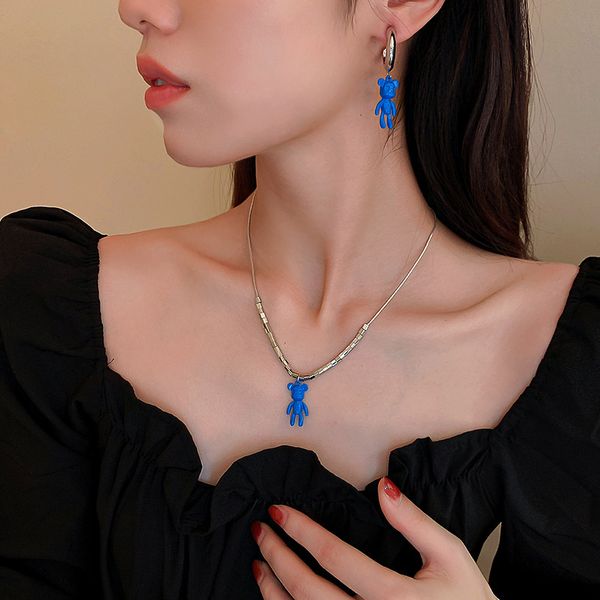 designer necklace luxury chain ins wind blue bear geometric earring set cartoon lovely girl clavicle fashion earrings, Silver
designer necklace luxury chain ins wind blue bear geometric earring set cartoon lovely girl clavicle fashion earrings, Silver