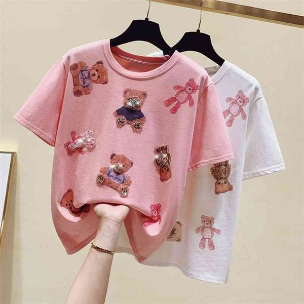 wwenn summer pink beaded t shirt women loose casual plus size white tshirt short sleeve tee shirt femme 210507
wwenn summer pink beaded t shirt women loose casual plus size white tshirt short sleeve tee shirt femme 210507