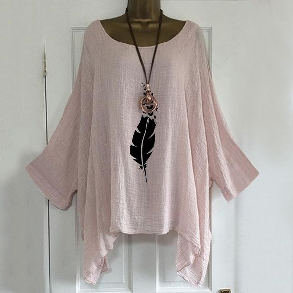 women's blouses & shirts elegant harajuku feather print irregular pullover autumn casual loose cotton linen blouse women female blusa s, White
women's blouses & shirts elegant harajuku feather print irregular pullover autumn casual loose cotton linen blouse women female blusa s, White