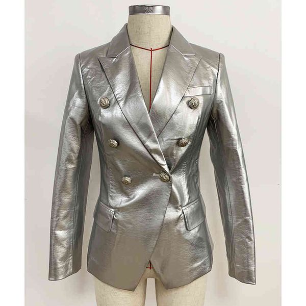 women's suits & blazers est designer stylish runway fashion lion buttons silver leather blazer jacket b6cb, White;black
women's suits & blazers est designer stylish runway fashion lion buttons silver leather blazer jacket b6cb, White;black