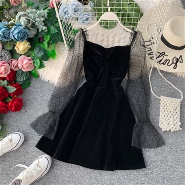 dress gauze velvet bow dressed in black for woman cut to line, Black;gray
dress gauze velvet bow dressed in black for woman cut to line, Black;gray