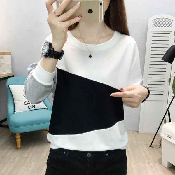 women's t-shirt ljsxls patchwork loose tshirts women autumn winter korean o-neck long sleeve t shirt female cotton plus size clothing, White
women's t-shirt ljsxls patchwork loose tshirts women autumn winter korean o-neck long sleeve t shirt female cotton plus size clothing, White