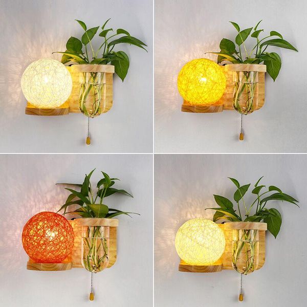 wall lamp sanmusion solid wood led with glass plant bottle indoor lights woven rattan lampshade decoration lighting
wall lamp sanmusion solid wood led with glass plant bottle indoor lights woven rattan lampshade decoration lighting