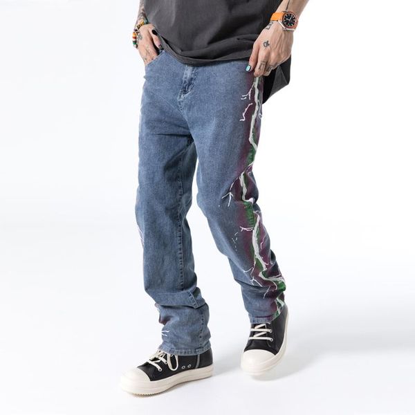men's jeans eukaaru side flash design men streetwear mens hip hop oversized baggy loose denim pants casual straight, Blue
men's jeans eukaaru side flash design men streetwear mens hip hop oversized baggy loose denim pants casual straight, Blue