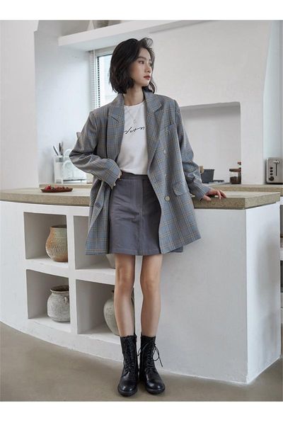 women's suits & blazers office ladies plaid women blazer retro double breasted autumn jacket nice casual pockets female coat, White;black
women's suits & blazers office ladies plaid women blazer retro double breasted autumn jacket nice casual pockets female coat, White;black
