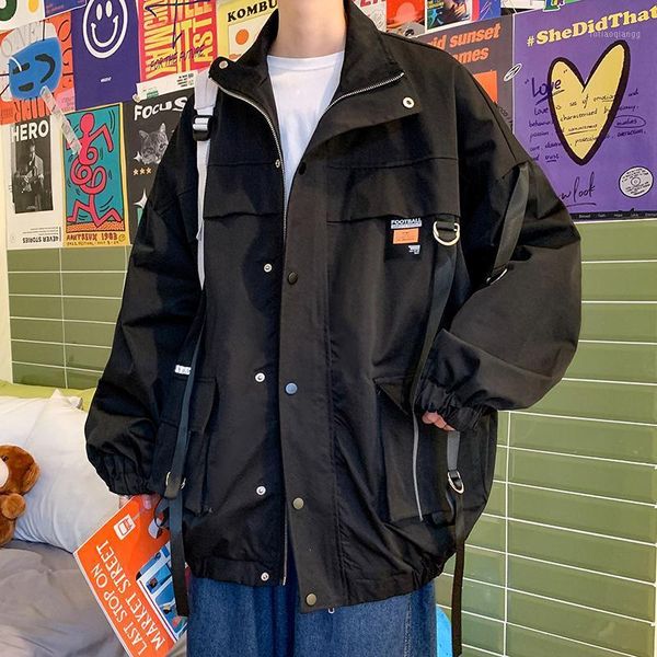 men's jackets hip hop mens windbreaker jacket 2021 autumn korean fashions bomber ribbons harajuku oversize man outwear, Black;brown
men's jackets hip hop mens windbreaker jacket 2021 autumn korean fashions bomber ribbons harajuku oversize man outwear, Black;brown