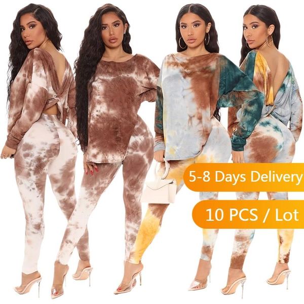 women's two piece pants wholesale items tie dye set women autumn long sleeve backless ruched legging streetwear casual outfits, White
women's two piece pants wholesale items tie dye set women autumn long sleeve backless ruched legging streetwear casual outfits, White