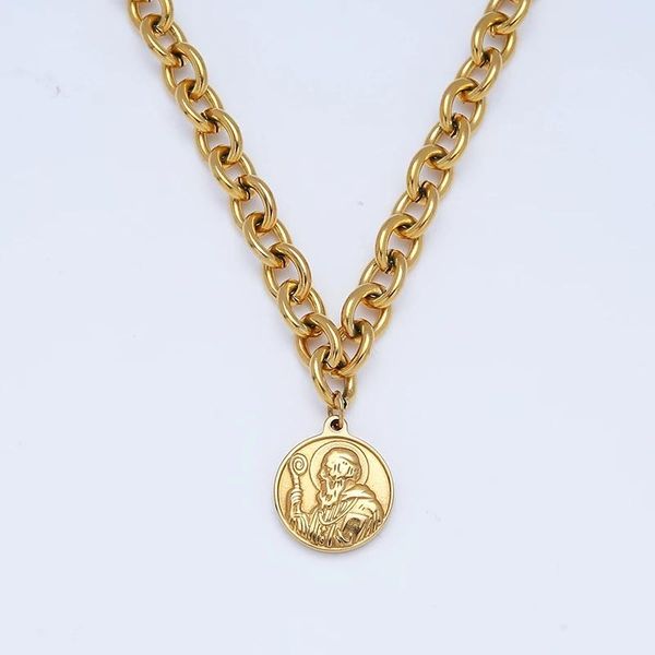 chokers san benito medal necklaces stainless steel saint benedict coin necklace for women 8mm metal rolo chain choker collar, Golden;silver
chokers san benito medal necklaces stainless steel saint benedict coin necklace for women 8mm metal rolo chain choker collar, Golden;silver
