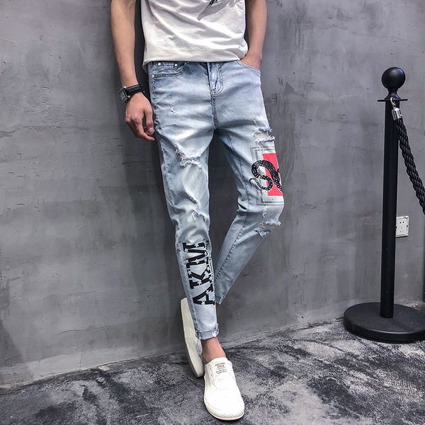 men's jeans wholesale denim trendy brand slim feet personalized footwear pants youth all-match hole harlan cropped 9md5, Blue
men's jeans wholesale denim trendy brand slim feet personalized footwear pants youth all-match hole harlan cropped 9md5, Blue