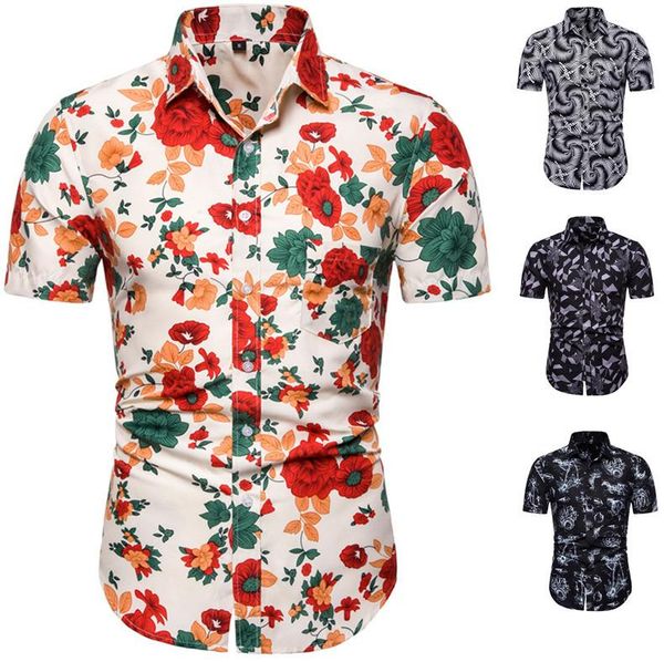 men's casual shirts mens summer beach hawaiian shirt short sleeve plus floral european men clothing camisas, White;black
men's casual shirts mens summer beach hawaiian shirt short sleeve plus floral european men clothing camisas, White;black