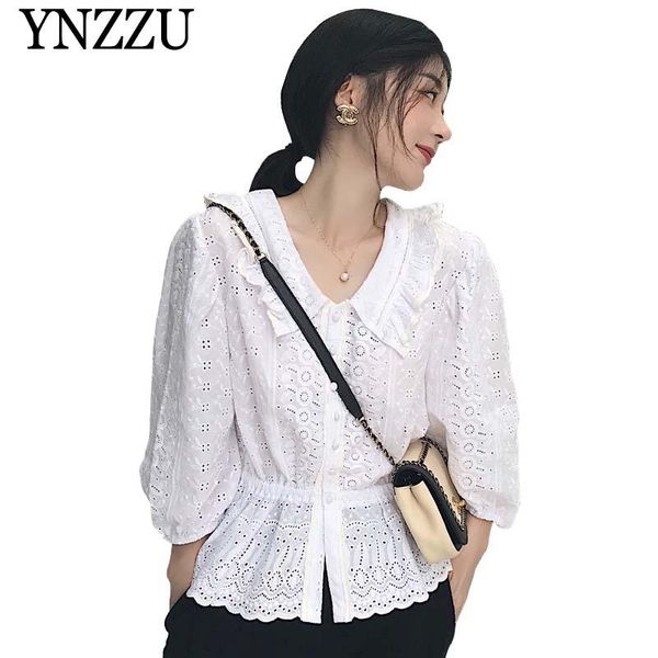 women's blouses & shirts ynzzu summer white doll collar women lace hollow out half sleeve blouse elastic waist ruffles elegant button
women's blouses & shirts ynzzu summer white doll collar women lace hollow out half sleeve blouse elastic waist ruffles elegant button