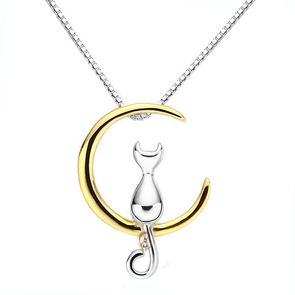 pendant necklaces fashion moon cat shape necklace women personality daily copper alloy wholesale accessories, Silver
pendant necklaces fashion moon cat shape necklace women personality daily copper alloy wholesale accessories, Silver