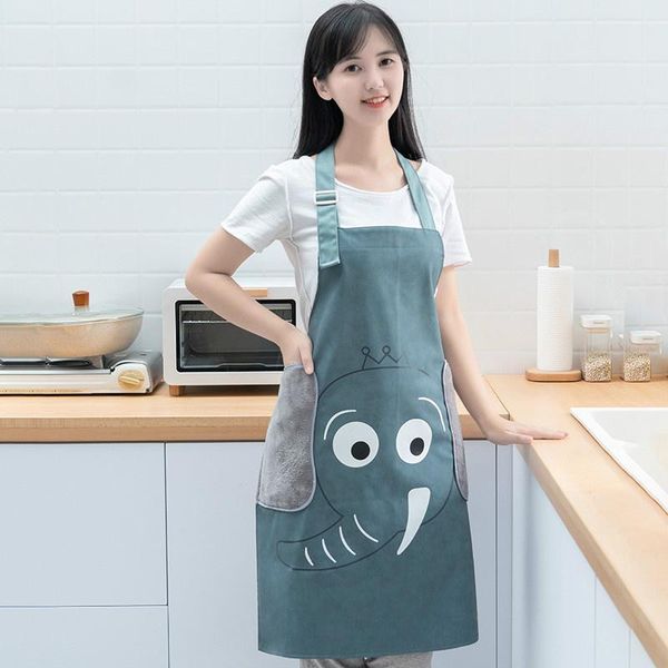 clothing & wardrobe storage shzq waterproof lovely elephant kitchen women apron cartoon cute home restaurant waist wipable hand female dust