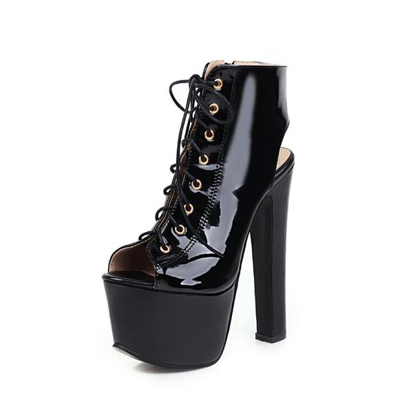 boots open toe women fashion super high heels shoes for party nightclub patent leather slingback platform 35 --46, Black
boots open toe women fashion super high heels shoes for party nightclub patent leather slingback platform 35 --46, Black