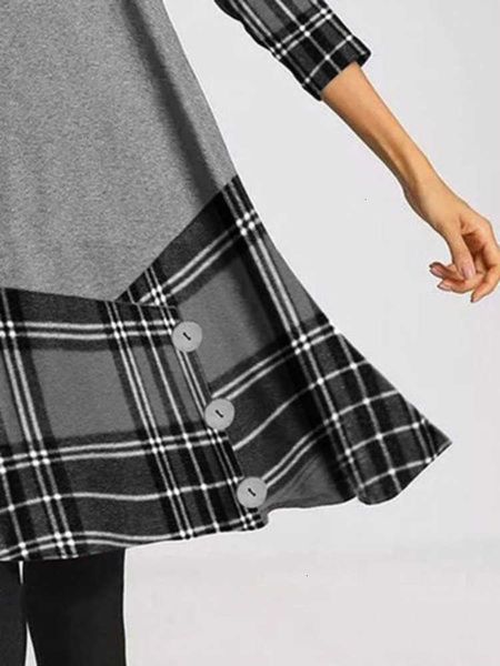 dresses cross level casual women's plaid stitched long sve drs, Black;gray
dresses cross level casual women's plaid stitched long sve drs, Black;gray