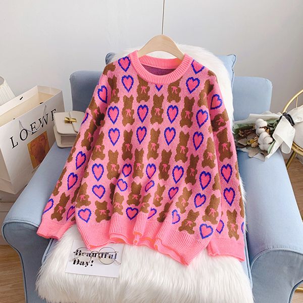 Women's Sweaters Straight from the cartoon heart candy sleeve long women's knitted sweater casual woman's neck loose baggy sp, White;black
Women's Sweaters Straight from the cartoon heart candy sleeve long women's knitted sweater casual woman's neck loose baggy sp, White;black