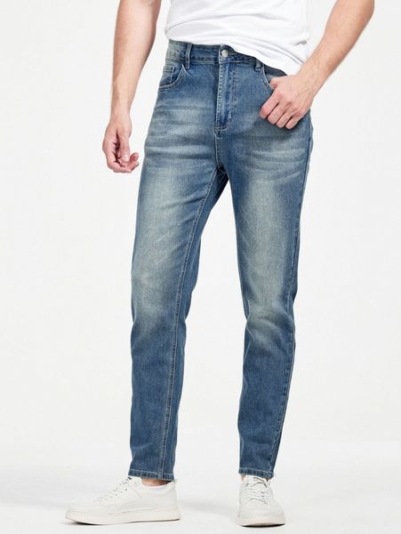 men slant pocket jogger jeans e7r6#, Blue