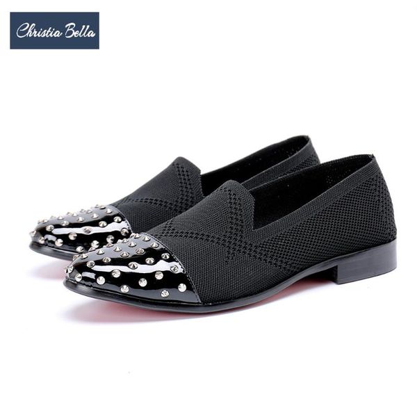 dress shoes christia bella handmade fashion rivets men's loafers party plus size stretch fabric men flats casual slip-on, Black
dress shoes christia bella handmade fashion rivets men's loafers party plus size stretch fabric men flats casual slip-on, Black