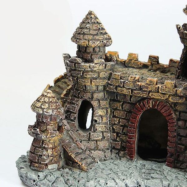 decorations aquarium landscape fake fish castle shield rock tank ornaments lote88