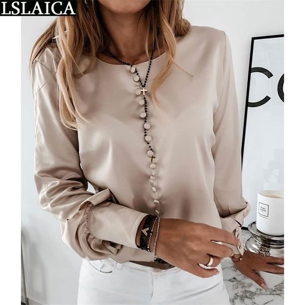 ladies blouses solid color button long sleeve satin casual womens slim elegant office party o-neck streetwear blouse women 210515, White
ladies blouses solid color button long sleeve satin casual womens slim elegant office party o-neck streetwear blouse women 210515, White