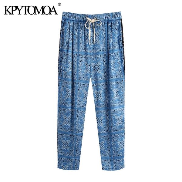 women fashion patchwork print side pockets pants high elastic waist drawstring female ankle trousers mujer 210420, Black;white
women fashion patchwork print side pockets pants high elastic waist drawstring female ankle trousers mujer 210420, Black;white