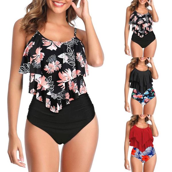 women's swimwear bikini set 2021 summer fashion casual beach women two piece swimsuit high waisted ruffled flounce swimming suit, White;black
women's swimwear bikini set 2021 summer fashion casual beach women two piece swimsuit high waisted ruffled flounce swimming suit, White;black