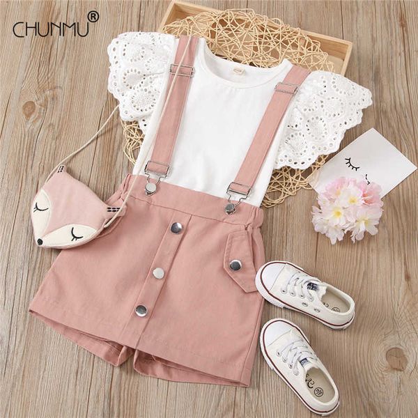 summer girl clothes set hollow flying sleeve o-neck + suspender shorts 2pcs casual kids set for 1-6 year old girls y0918, White
summer girl clothes set hollow flying sleeve o-neck + suspender shorts 2pcs casual kids set for 1-6 year old girls y0918, White
