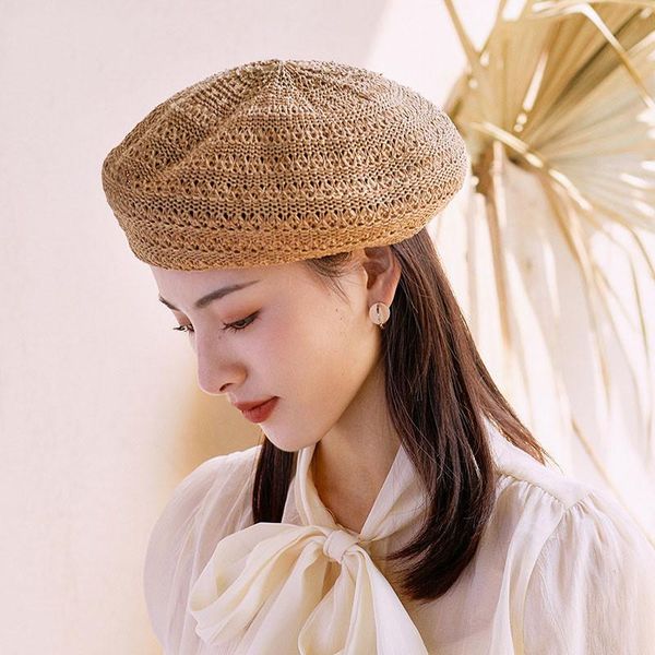 hat female painter beret cap sun knit berets girl hats lace tocas for summer bone hollow women flat lady outdoor, Black;white
hat female painter beret cap sun knit berets girl hats lace tocas for summer bone hollow women flat lady outdoor, Black;white