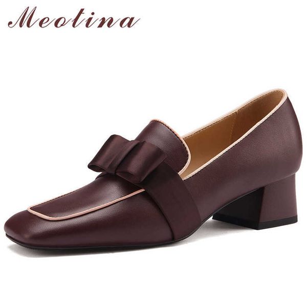 meotina square toe med heels natural genuine leather woman shoes bow thick heel pumps dress shallow ladies footwear spring 33-40 210608, Black
meotina square toe med heels natural genuine leather woman shoes bow thick heel pumps dress shallow ladies footwear spring 33-40 210608, Black
