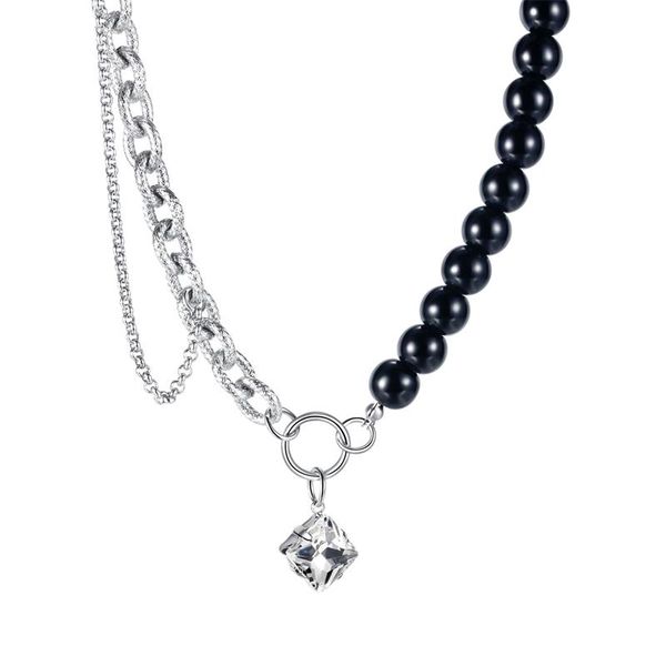 chains ins niche design cold wind black beads splice chain diamond crystal pendant necklace of female personality, Silver
chains ins niche design cold wind black beads splice chain diamond crystal pendant necklace of female personality, Silver