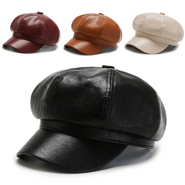 beanies retro style pu leather brim beret cap women fashion autumn winter beanie caps high-quality solid color casual hats accessories
beanies retro style pu leather brim beret cap women fashion autumn winter beanie caps high-quality solid color casual hats accessories