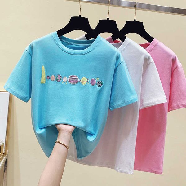 cotton summer embroide tees woman plus size short sleeve oversized t shirt big girls clothing tshirt pink white 210604
cotton summer embroide tees woman plus size short sleeve oversized t shirt big girls clothing tshirt pink white 210604