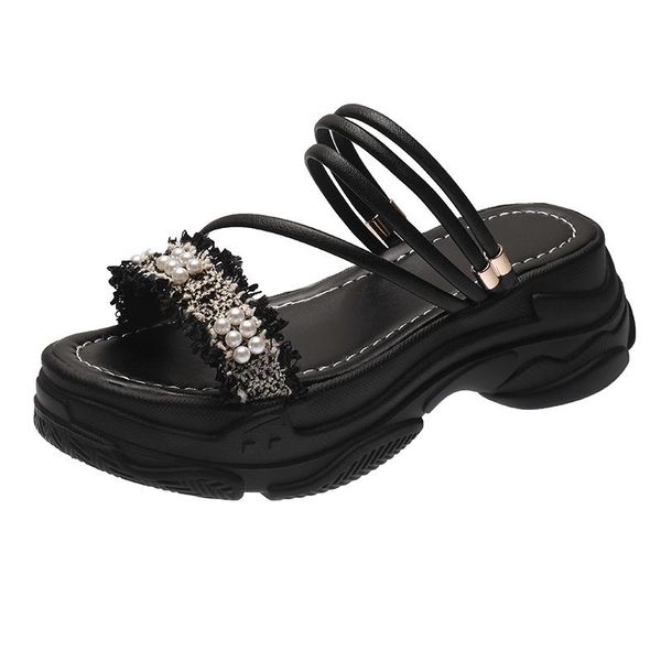 casual women's slippers fashion simple trend all-match pearl embellishment sweet platform outdoor two-wear, Black
casual women's slippers fashion simple trend all-match pearl embellishment sweet platform outdoor two-wear, Black