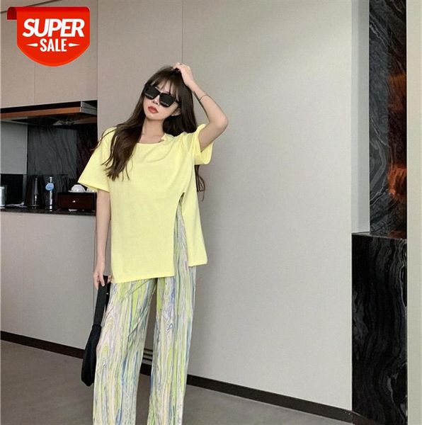 casual set women's round neck split t-shirt + high waist and thin pleated wide-leg pants two-piece suit #8q1l, Black
casual set women's round neck split t-shirt + high waist and thin pleated wide-leg pants two-piece suit #8q1l, Black